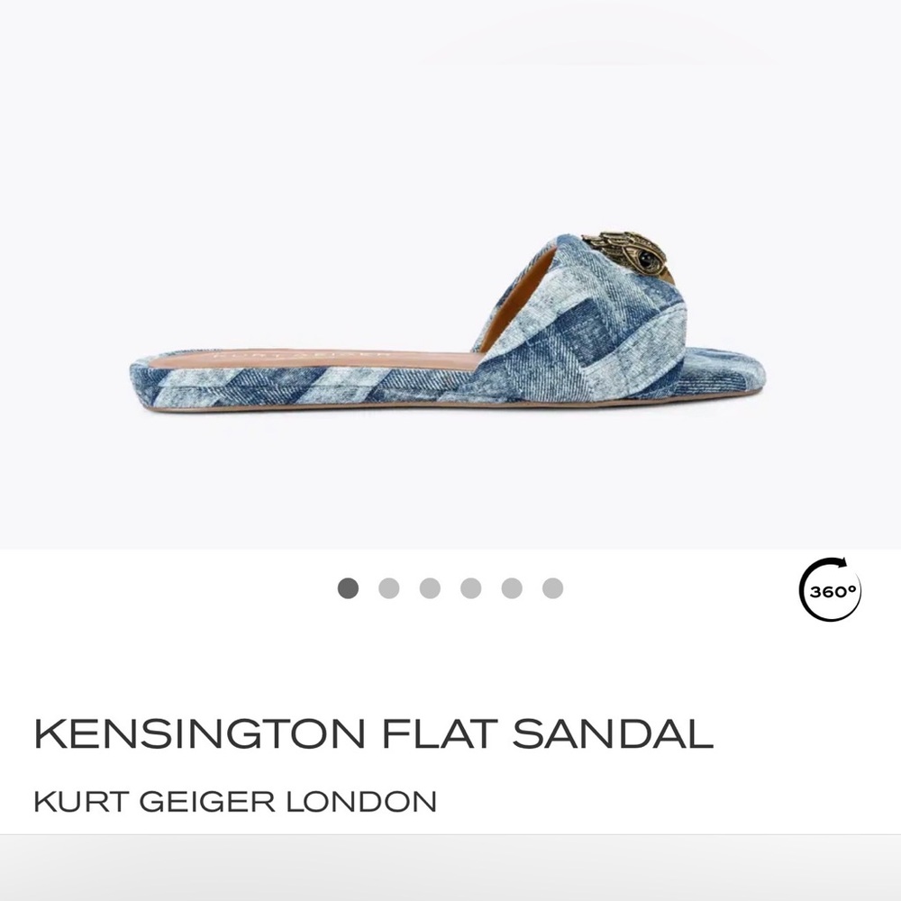 Kurt Geiger Blue Kensington Flat Sandals